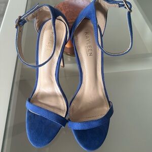 Vibrant Blue Suede High Heels with Ankle Strap